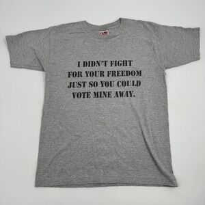 Bayside The True American Made Tee Gray Graphic Statement T-Shirt Mens Small‎